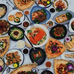 High angle view of food on table