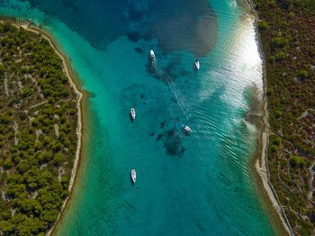 High angle view of people on beach