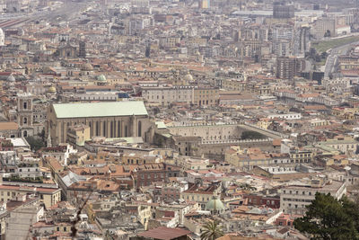 Looks from the sky. the monumental complex of santa chiara and the city of naples.