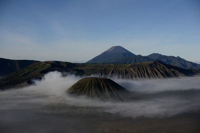 View of volcanic mountain against sky