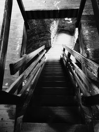 High angle view of empty staircase