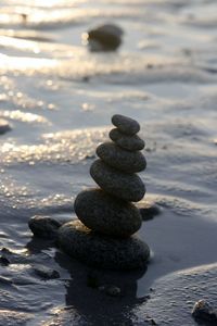 Stack of pebbles on shore