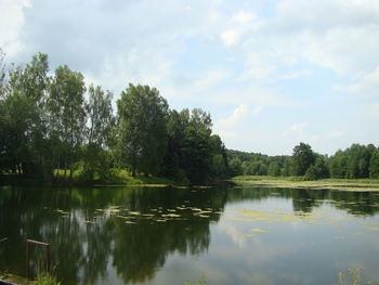Scenic view of lake against sky