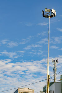 Low angle view of street light against sky