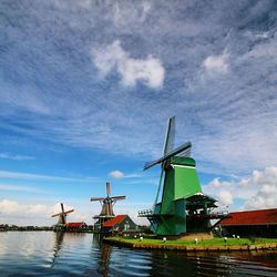 Traditional windmill against clear sky