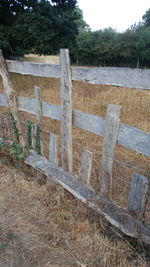 View of wooden fence on field