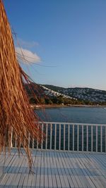 Scenic view of sea against clear sky during winter