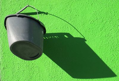 High angle view of metal equipment on wall