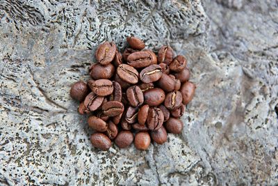 High angle view of coffee beans