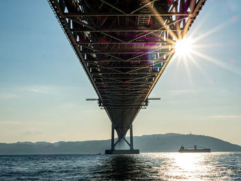 View of bridge over sea against sky during sunset