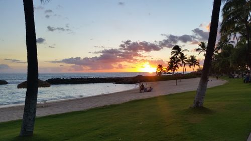 Scenic view of sunset over sea