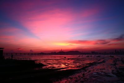 Scenic view of sunset over sea