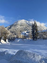 Snow covered mountain against sky. german alps 