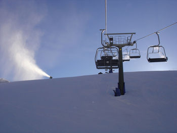 Low angle view of ski lift against sky