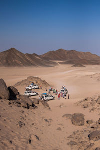 Scenic view of desert against clear sky