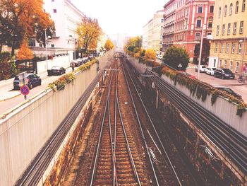 Railroad tracks in city