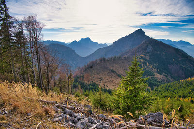 Scenic view of mountains against sky