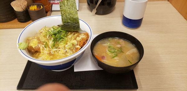 High angle view of food on table