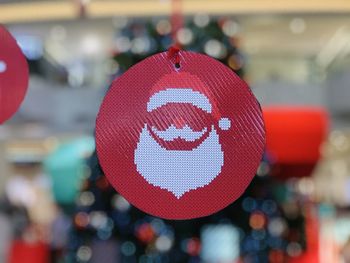 Close-up of red heart shape hanging