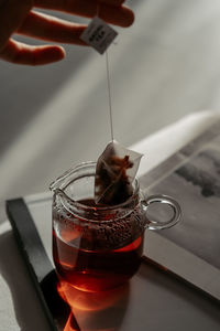 Close-up of drink in glass on table