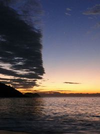 Scenic view of sea at sunset