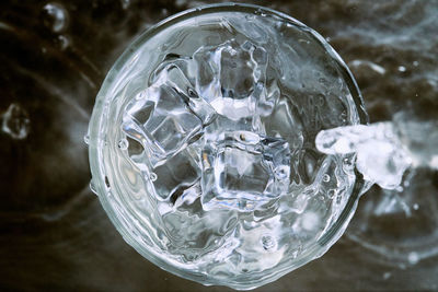 Close-up of ice cubes in glass