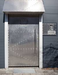 Closed door of building