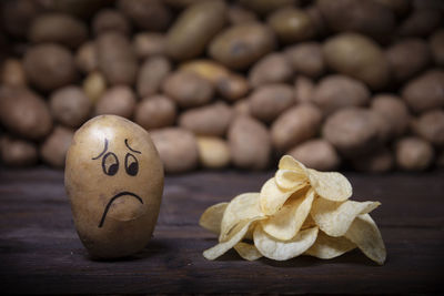 High angle view of bread on table