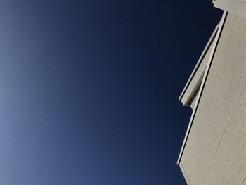 Low angle view of building against clear blue sky