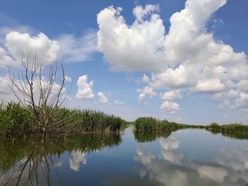 Scenic view of lake against sky