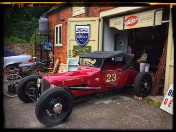 Vintage car on street in city