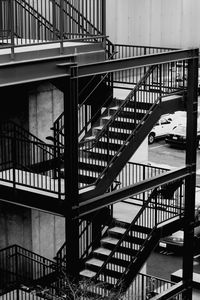 Low angle view of spiral staircase of building