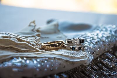 Close-up of glasses on table