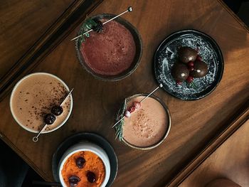 High angle view of food on table