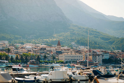 Sailboats in city