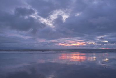 Scenic view of sea against dramatic sky