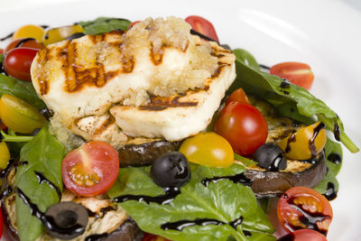 High angle view of meal served in plate