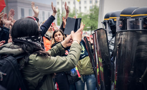 Group of people photographing through smart phone