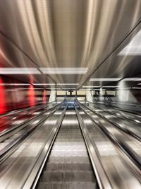 Blurred motion of escalator