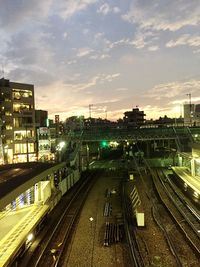 Railroad tracks at sunset