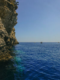 Scenic view of sea against clear sky