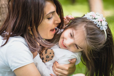 Portrait of mother and daughter