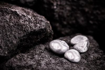 Close-up of stones on rock