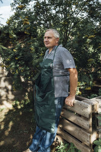 Gardener in garden