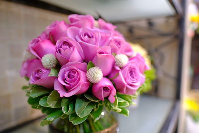 Close-up of pink rose bouquet