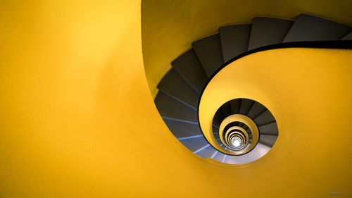 High angle view of spiral staircase