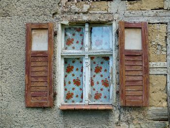 Close-up of window on door