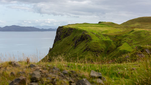 Scenic view of land against sky