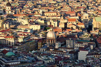 High angle view of buildings in napoli city