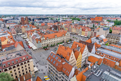 Market square and st mary magdalene church in wroclaw, poland